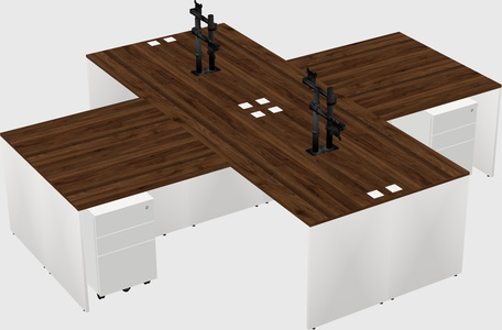 Quad l-shaped office desks