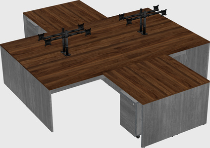 Quad l-shaped office desks