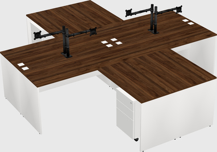 Quad l-shaped office desks
