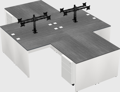Quad l-shaped office desks