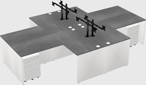 Quad l-shaped office desks