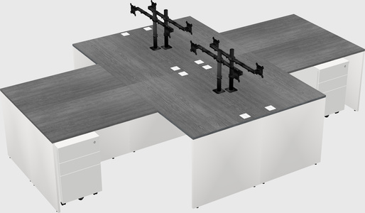 Quad l-shaped office desks
