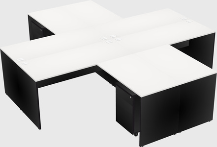 Quad l-shaped office desks