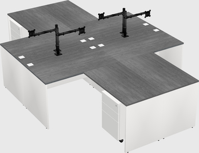 Quad l-shaped office desks