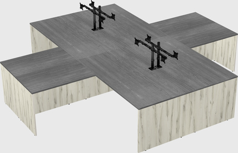 Quad l-shaped office desks