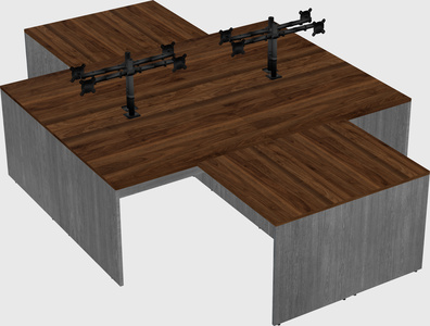 Quad l-shaped office desks