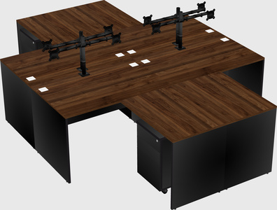 Quad l-shaped office desks