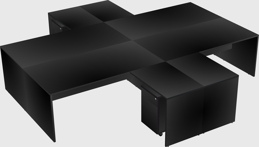 Quad l-shaped office desks