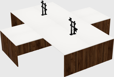 Bureaux de bureau quadruples en forme de l