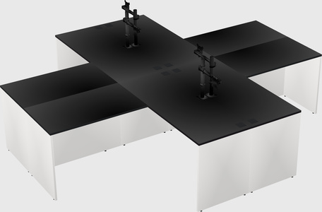 Quad l-shaped office desks