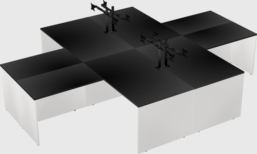 Quad l-shaped office desks