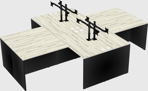 Quad l-shaped office desks
