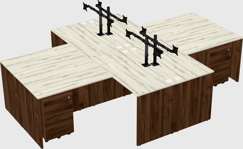 Quad l-shaped office desks