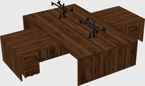 Quad l-shaped office desks