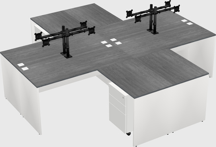 Quad l-shaped office desks