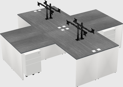 Quad l-shaped office desks