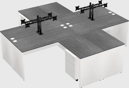 Quad l-shaped office desks