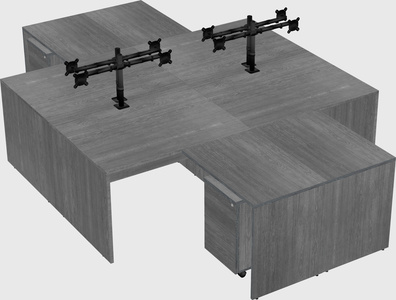 Quad l-shaped office desks