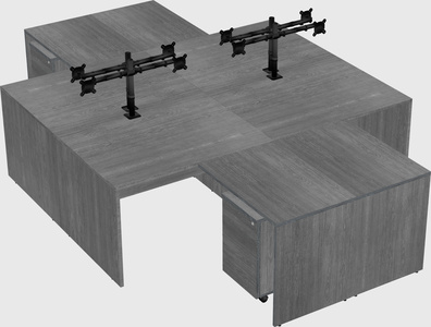 Quad l-shaped office desks