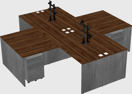 Quad l-shaped office desks