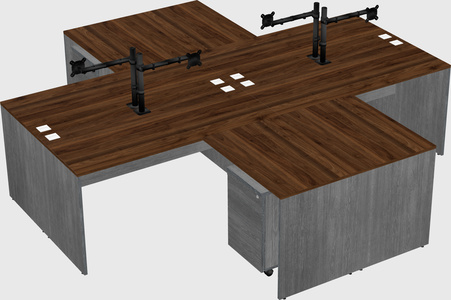 Quad l-shaped office desks