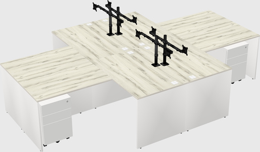 Quad l-shaped office desks