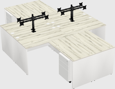 Quad l-shaped office desks