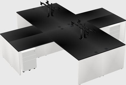 Quad l-shaped office desks