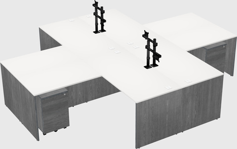 Quad l-shaped office desks