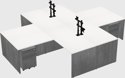 Quad l-shaped office desks