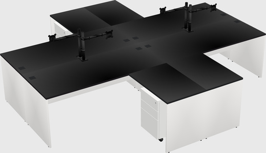 Quad l-shaped office desks