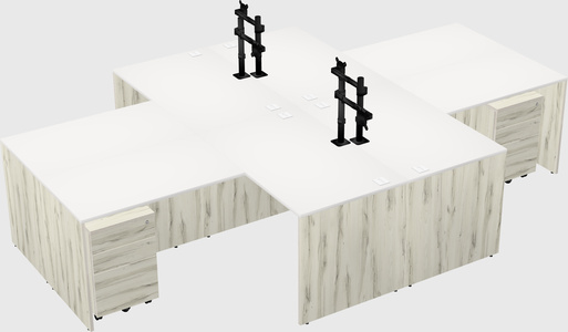 Quad l-shaped office desks