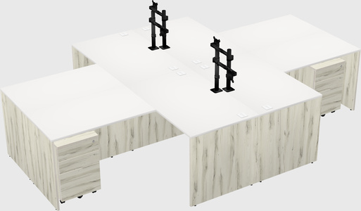 Quad l-shaped office desks