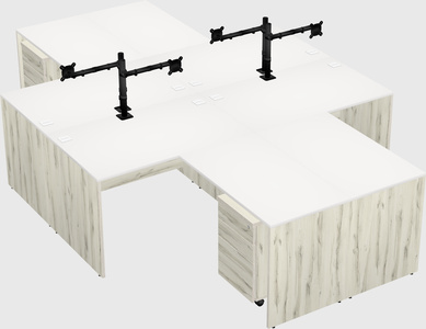 Quad l-shaped office desks