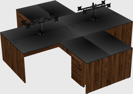 Quad l-shaped office desks