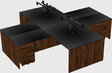 Quad l-shaped office desks