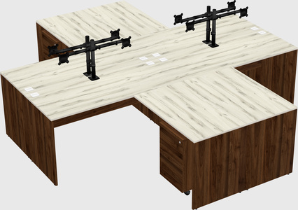 Quad l-shaped office desks