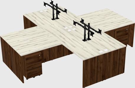 Quad l-shaped office desks