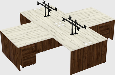 Quad l-shaped office desks