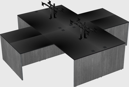 Quad l-shaped office desks