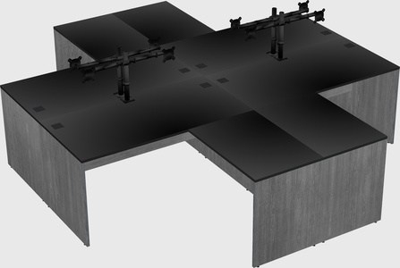 Quad l-shaped office desks