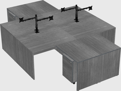 Quad l-shaped office desks