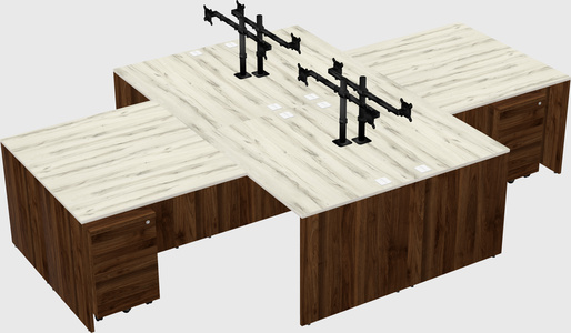 Quad l-shaped office desks