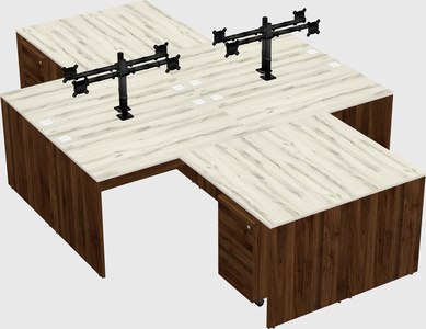 Quad l-shaped office desks