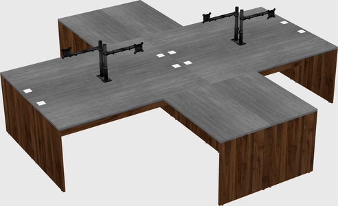 Quad l-shaped office desks
