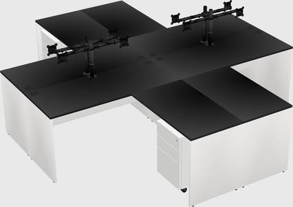Quad l-shaped office desks
