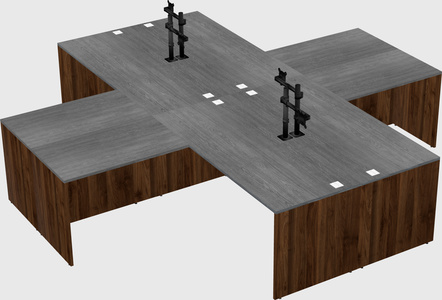 Quad l-shaped office desks
