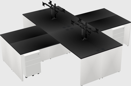 Quad l-shaped office desks
