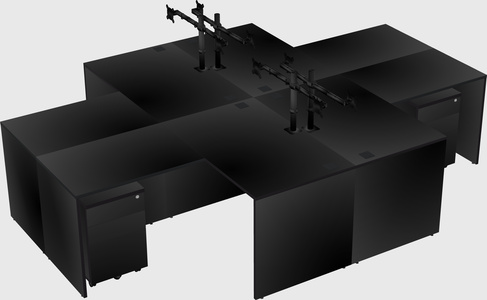 Quad l-shaped office desks