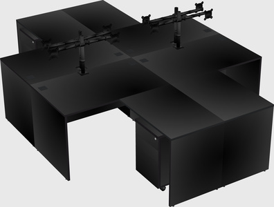 Quad l-shaped office desks